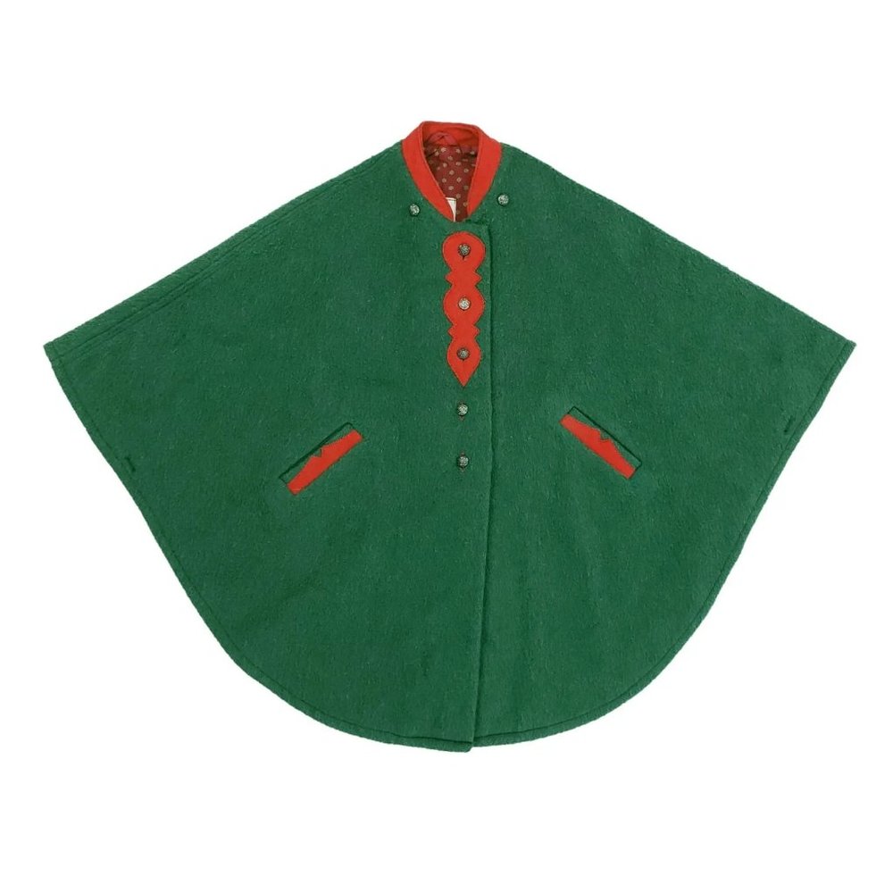 Vintage Salzburg Dirndl Look Trachten Wool Cape Cardigan Austrian Octoberfest